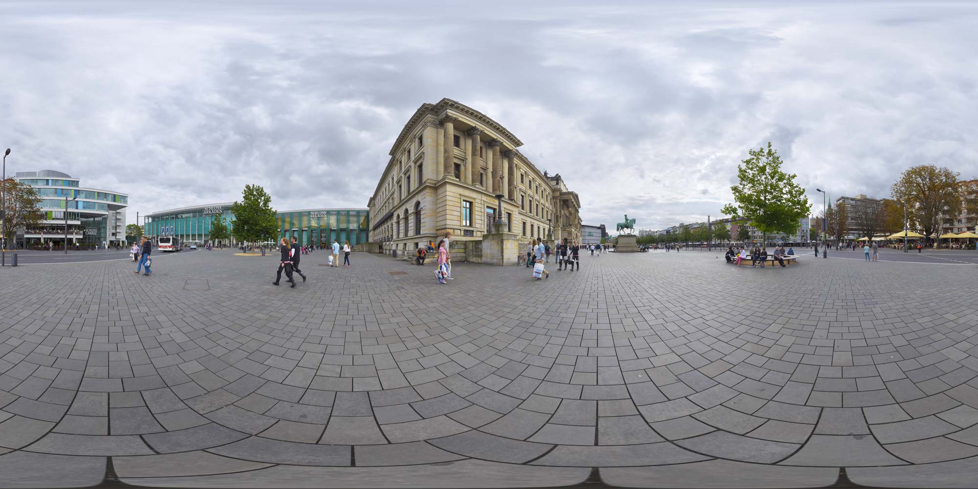 Panorama  Braunschweig - Schlossplatz - Ritterbrunnen