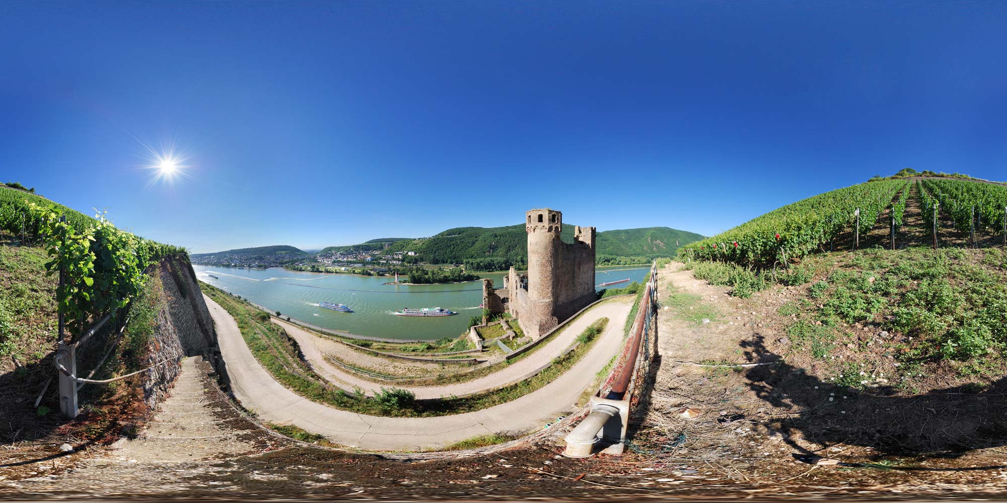 Panorama  Mittelrhein - Burg Ehrenfels - Nordseite