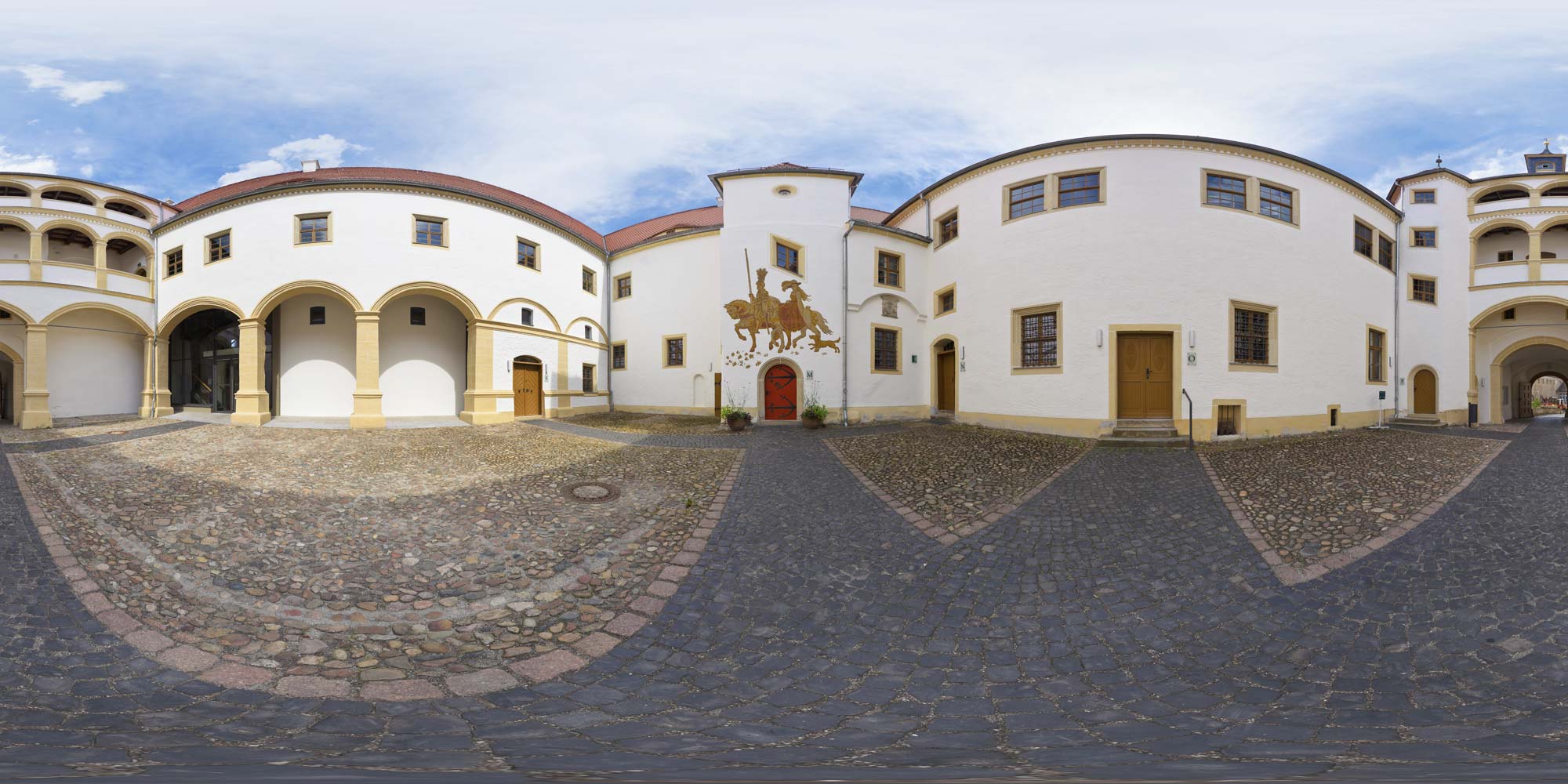 Panorama  Finsterwalde - Schloss - Zweiter Hof
