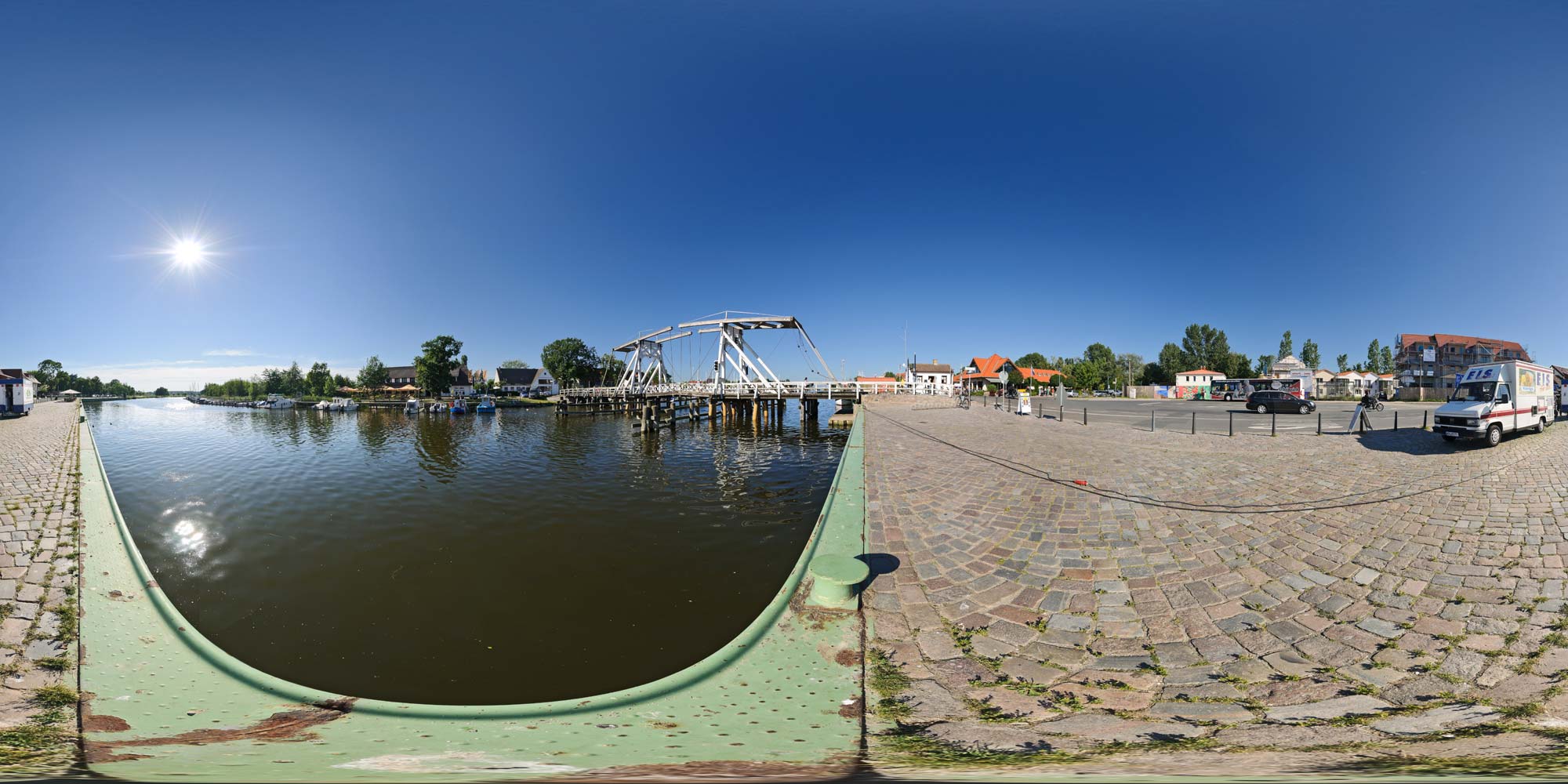 Panorama  Greifswald - Klappbrücke Wiek - Am Kai