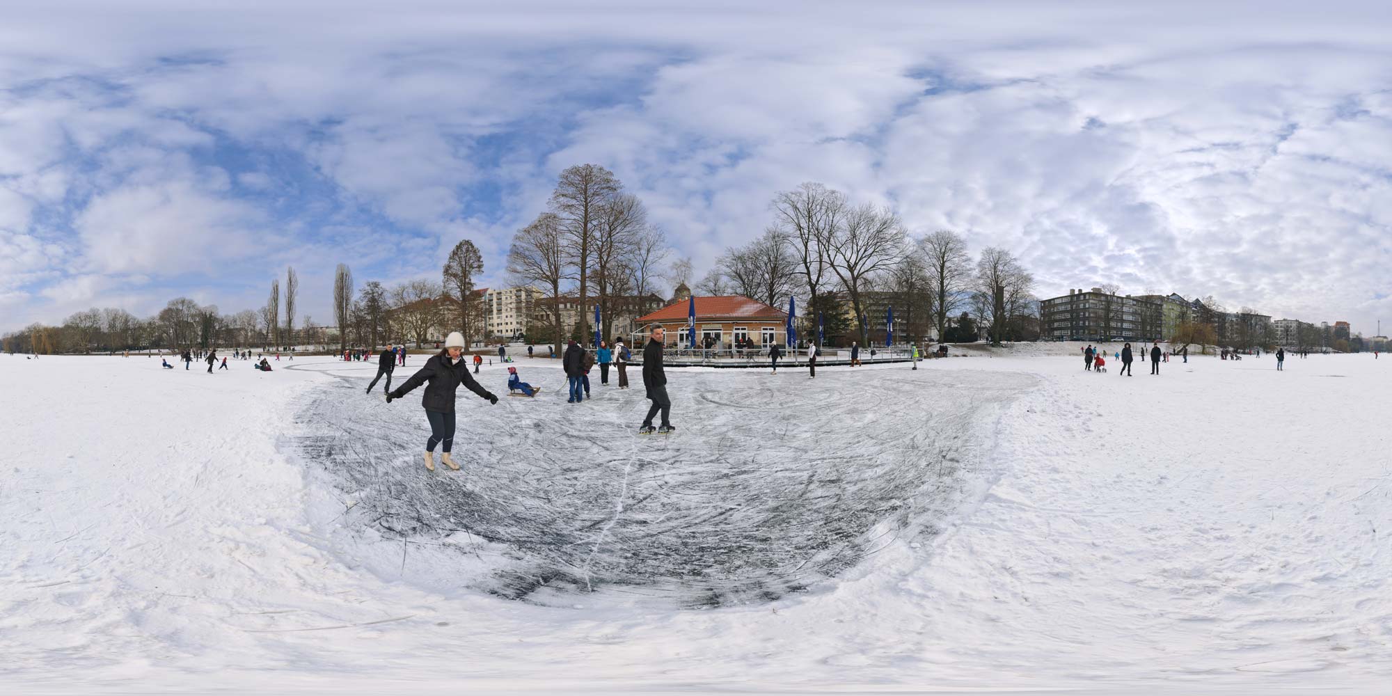 Panorama Berlin Lietzensee - Nordseite im Eis