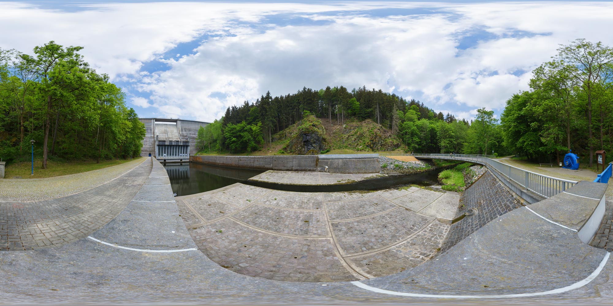 Panorama  Jocketa (Pöhl) - Talsperre Pöhl - Abfluss