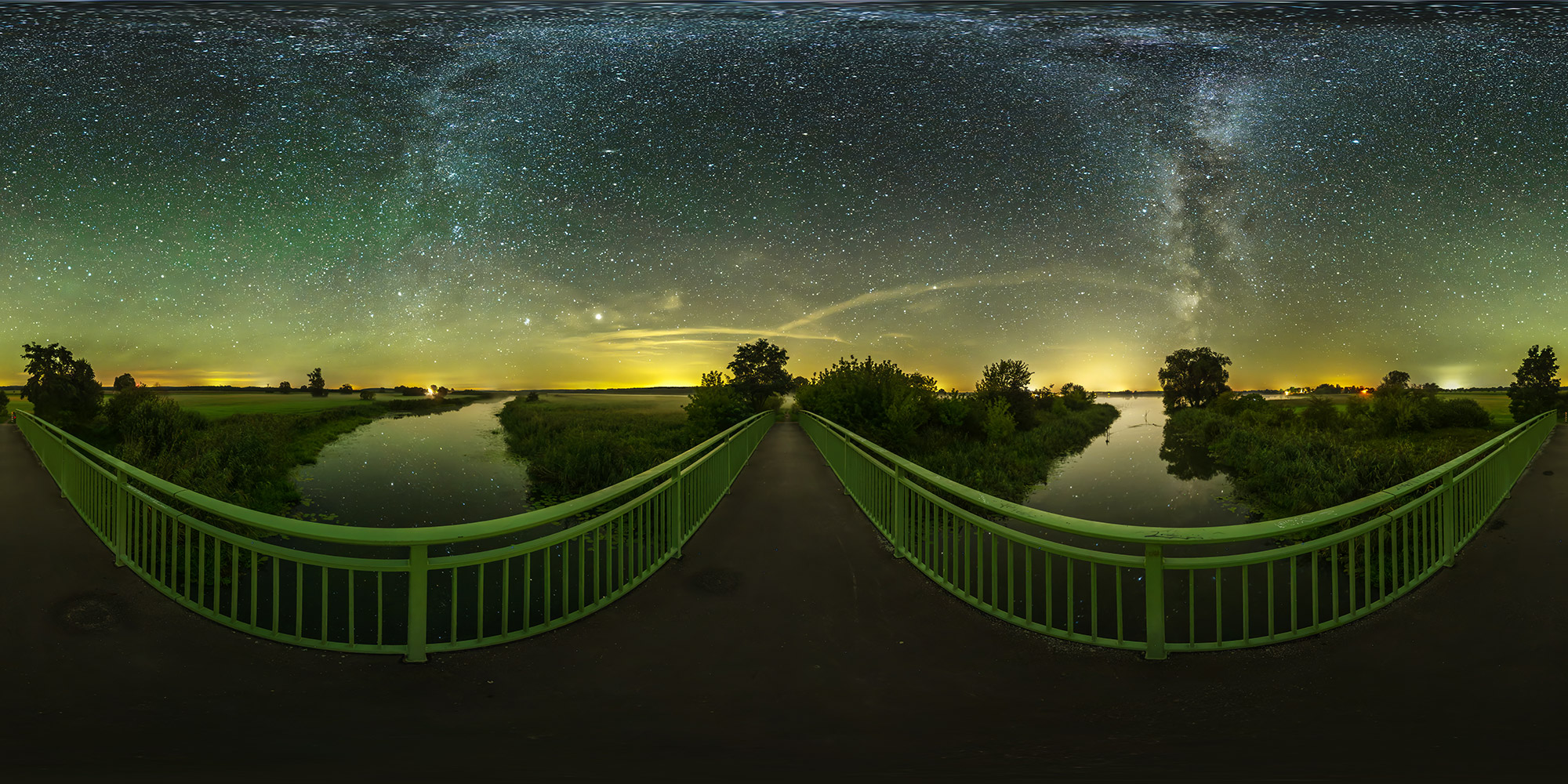Panorama  Wassersuppe Ferienschiff - Rhinbrücke Astrofotografie
