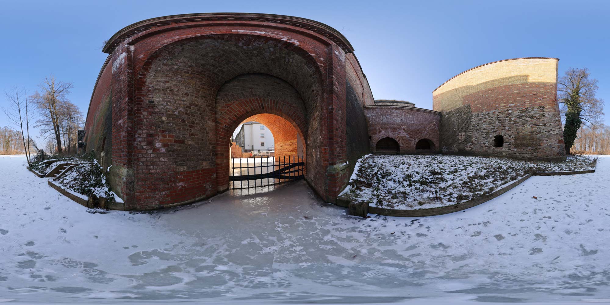 Panorama Berlin Spandau - Zitadelle Spandau im Eis - Hafen am Kanonenturm